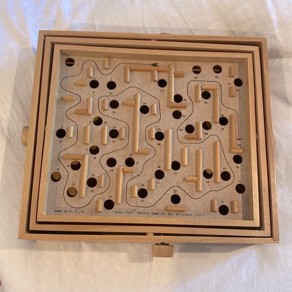 Space tilt Vintage wooden marble maze - Picture 1 of 4